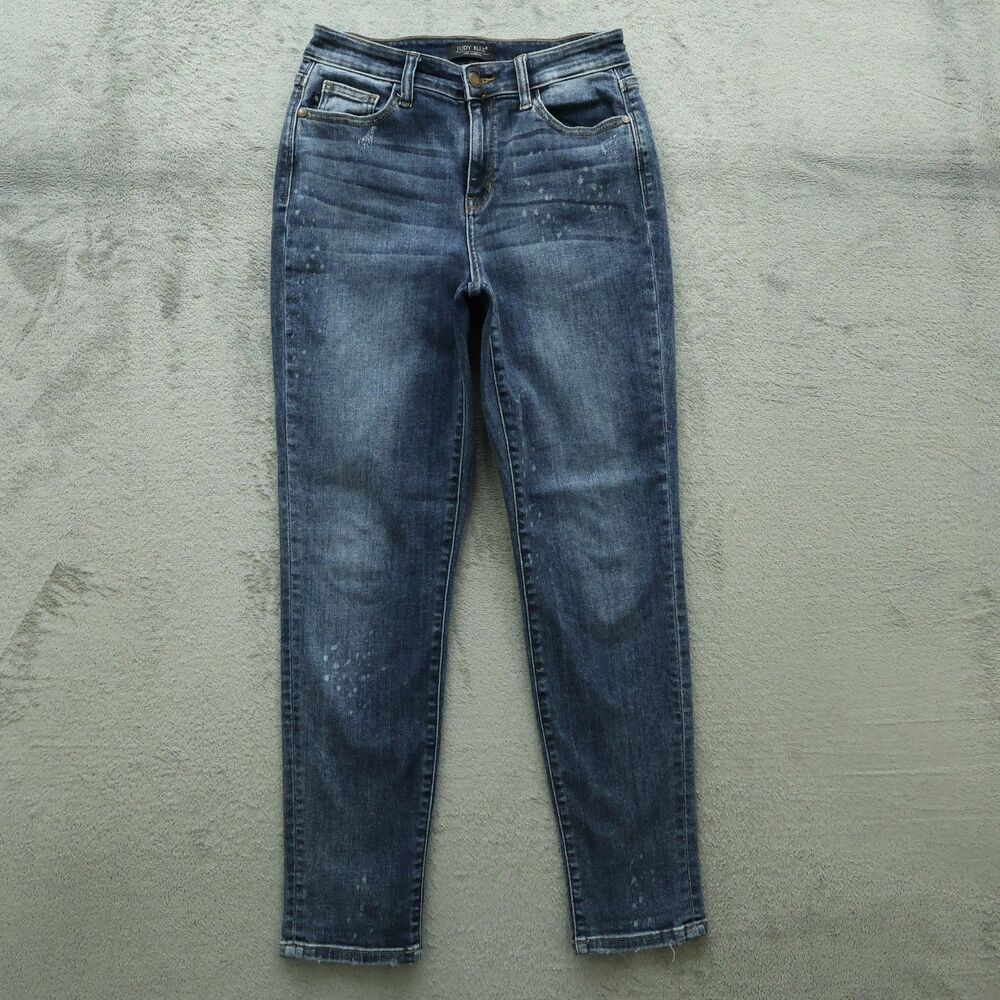 Judy Blue Jeans Junior's 5/27 High-Rise Boyfriend Fit 29.5" Inseam Distressed